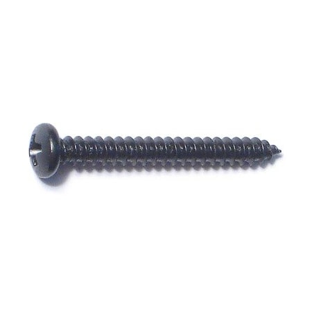 Midwest Fastener Sheet Metal Screw, #4 x 1 in, Black Steel Pan Head Phillips Drive, 30 PK 79506